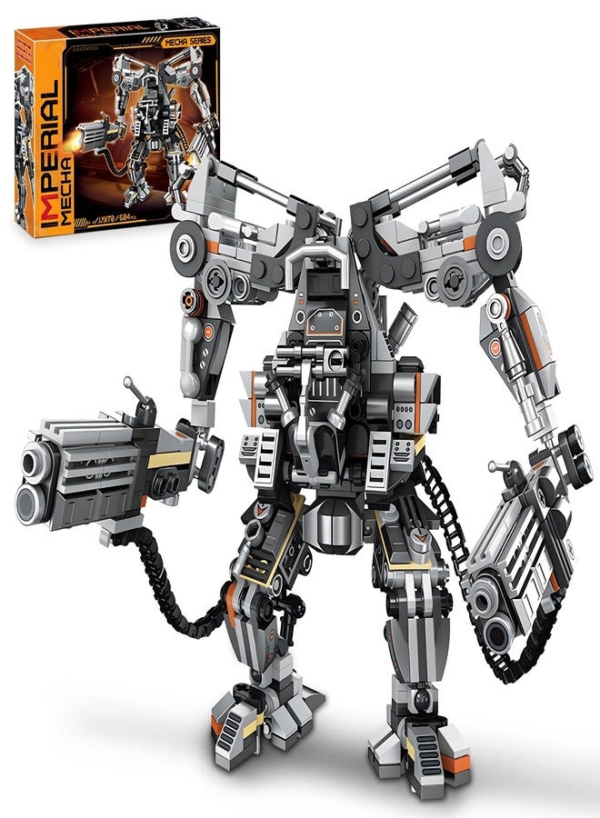 HIGH GODO مجموعة مكعبات بناء HIGH GODO Black Empire Mech للبالغين، لعبة بناء روبوت بمحرك مع أسلحة متعددة، هدايا تذكارية قابلة للتحصيل على طراز درع القتال لمحبيها من الرجال والمراهقين من سن 14 عامًا فما فوق (684 قطعة) - Image 1